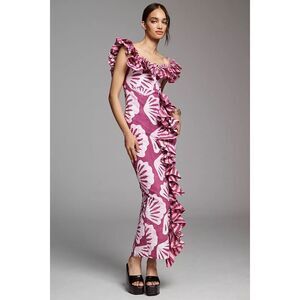 Sika x Anthropologie Pink and White Ruffle Dress